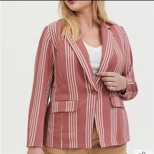 Torrid 2 Dusty Rose Stripe Longline Boyfriend Blazer